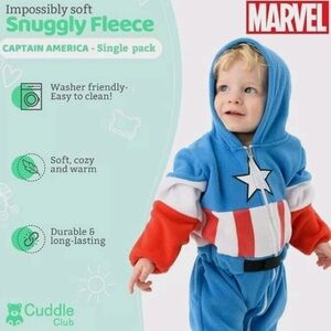 Marvel Captain America Cuddle Club Fleece Outfit - Blue, Red, White